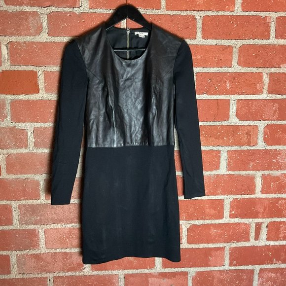 Women's Helmut Lang Dress Black Size Small Leather - Long Sleeve - Picture 1 of 6